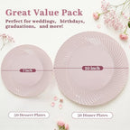 100Pcs Pink Plastic Plates for Party, Pink Disposable Plates Include 50 Dessert Plates and 50 Dinner Plates for, alternate