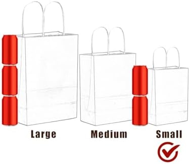 100Pcs Small Size Paper Gift Bags with Handles - 8.3"x6"x3.15" Kraft Small Party Bags - 16 Solid Colors in 100, alternate