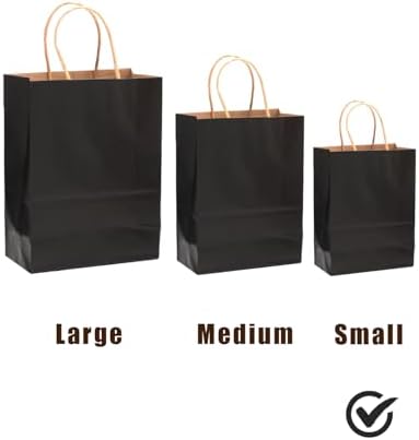 100Pcs Small Size Paper Gift Bags with Handles - 8.3"x6"x3.15" Kraft Small Party Bags - 16 Solid Colors in 100, alternate
