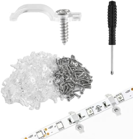 100Pcs Strip Light Mounting Brackets, Outdoor LED Strip Light Mounting Clips