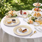 100Pcs White Plastic Plates With Gold Trim for Party, Plastic Disposable Plates Include 50 Dessert Plates and 50, alternate