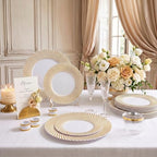 100Pcs White Plastic Plates With Gold Trim for Party, Plastic Disposable Plates Include 50 Dessert Plates and 50, alternate