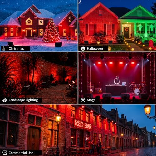 100W Red LED Flood Light Outdoor 2 Pack, Plug in Flood Lights with IP66 Waterproof, 120° Wide Beam, 180°, alternate view 7