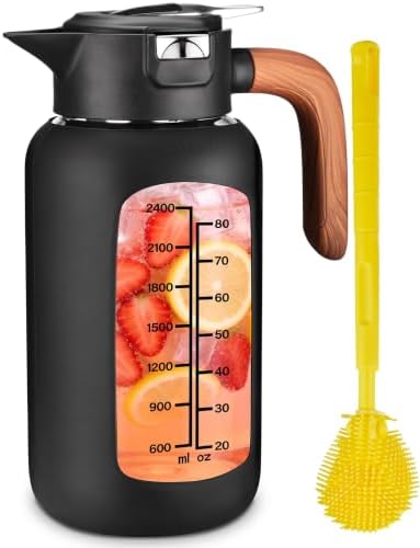 101 oz/3L Large Glass Pitcher with Lid and Handle - Leakproof, Fridge Use in Black