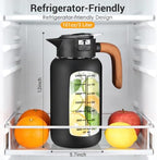 101 oz/3L Large Glass Pitcher with Lid and Handle - Leakproof, Fridge Use in Black, alternate view 4