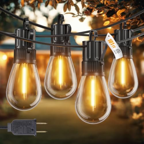 101FT Outdoor String Lights S14 LED Waterproof Patio Lights
