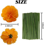 101PCS Marigold Flower Heads Bulk, Silk Marigold with Stems Artificial Flowers for Diwali Home Decor Day of The, alternate