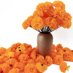 101PCS Marigold Flower Heads Bulk, Silk Marigold with Stems Artificial Flowers for Diwali Home Decor Day of The, alternate