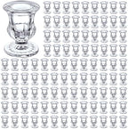 102 Pack Glass Candlestick Holders Bulk 2.5 Inch Taper Candle Holders Small Ritual Candle Stand Table