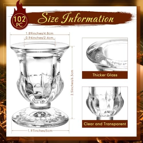 102 Pack Glass Candlestick Holders Bulk 2.5 Inch Taper Candle Holders Small Ritual Candle Stand Table, alternate view 3