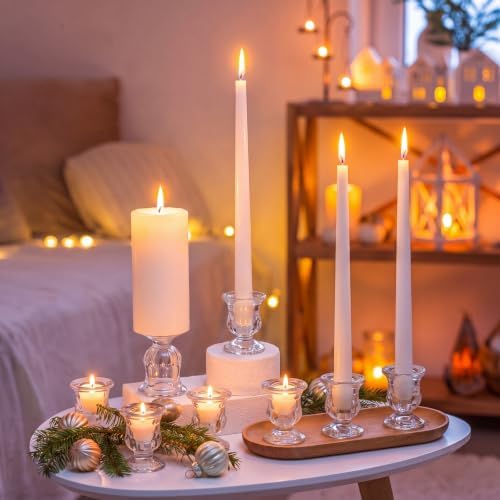 102 Pack Glass Candlestick Holders Bulk 2.5 Inch Taper Candle Holders Small Ritual Candle Stand Table, alternate view 4