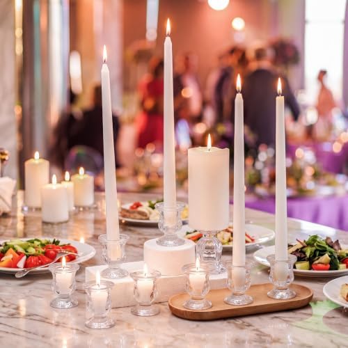 102 Pack Glass Candlestick Holders Bulk 2.5 Inch Taper Candle Holders Small Ritual Candle Stand Table, alternate view 5