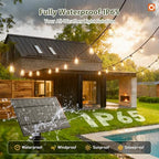 102FT(96+6) Solar String Lights Outdoor, Waterproof Dimmable 48+4 LED in Black, alternate view 6