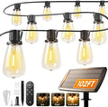 102FT(96+6) Solar String Lights Outdoor with Remote, Last 30+ Hrs