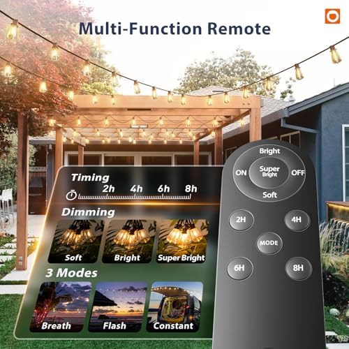 102FT(96+6) Solar String Lights Outdoor with Remote, Last 30+ Hrs, alternate view 4