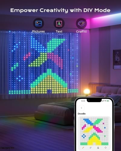 1040 RGB LED Smart Curtain Lights with APP Control, 9.8x6.6Ft in 9.8x6.6Ft in 1040LED-RGB, alternate view 3