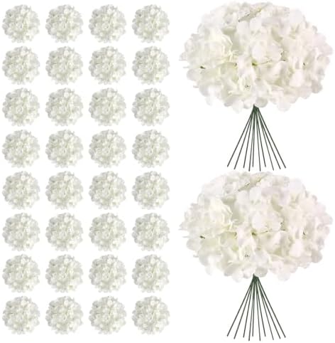 104Pcs White Flowers, Hydrangea Artificial Flowers Bulk