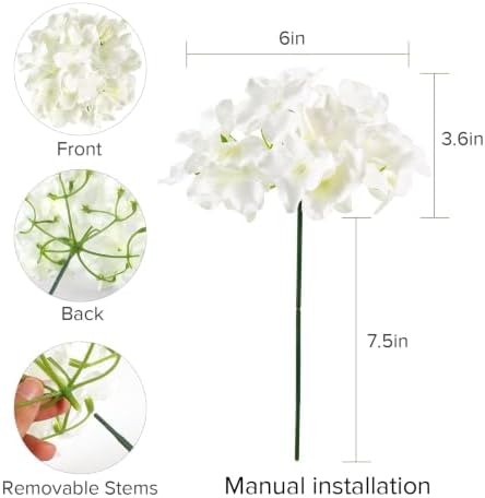 104Pcs White Flowers, Hydrangea Artificial Flowers Bulk, alternate view 3