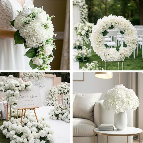 104Pcs White Flowers, Hydrangea Artificial Flowers Bulk, alternate view 6