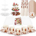 105 Pcs Christmas Tea Party Supplice Gingerbread Party Decorations in White