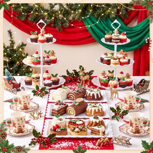 105 Pcs Christmas Tea Party Supplice Gingerbread Party Decorations in White, alternate view 2