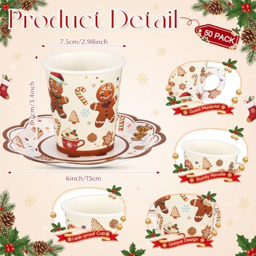 105 Pcs Christmas Tea Party Supplice Gingerbread Party Decorations in White, alternate view 3