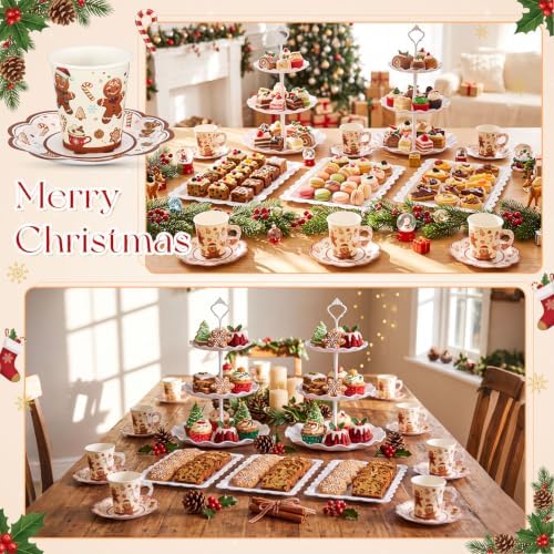 105 Pcs Christmas Tea Party Supplice Gingerbread Party Decorations in White, alternate view 5