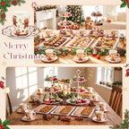 105 Pcs Christmas Tea Party Supplice Gingerbread Party Decorations in White, alternate view 5