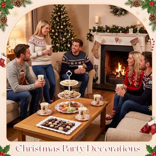 105 Pcs Christmas Tea Party Supplice Gingerbread Party Decorations in White, alternate view 6