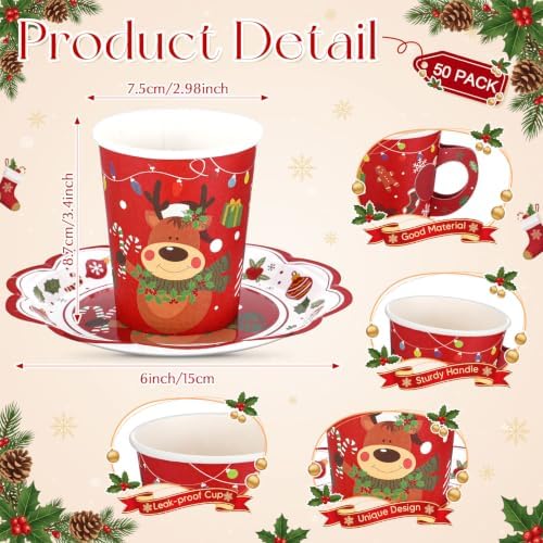105 Pcs Christmas Tea Party Supplice Set Reindeer Party Decoration in Red, alternate view 3