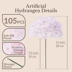 105PCS Hydrangea Artificial Flowers with Stronger Bendable Stems, Premium Silk Faux Hydrangea Flowers Bulk for, alternate