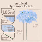 105PCS Hydrangea Artificial Flowers with Stronger Bendable Stems, Premium Silk Faux Hydrangea Flowers Bulk for, alternate
