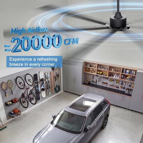 108'' Industrial Ceiling Fan No Light for Warehouse, Black in Black, alternate view 2