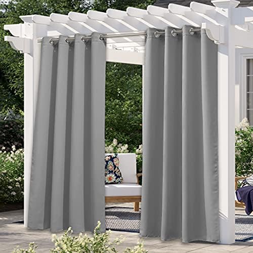 108" L Outdoor Curtain for Patio Waterproof, Thermal Insulated Stainless Steel Grommet Blackout Outdoor/Indoor