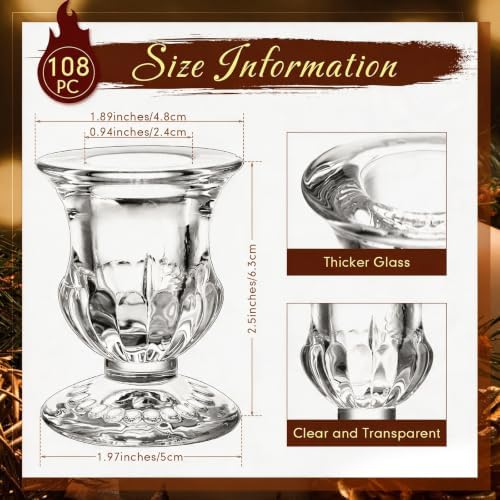 108 Pack Glass Candlestick Holders Bulk 2.5 Inch Taper Candle Holders Small Ritual Candle Stand Table, alternate view 3
