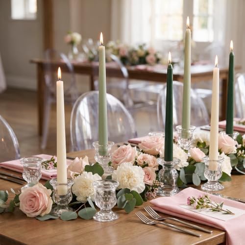 108 Pack Glass Candlestick Holders Bulk 2.5 Inch Taper Candle Holders Small Ritual Candle Stand Table, alternate view 4