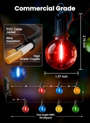 108FT 52LED Solar Christmas Lights Outdoor with Remote & USB Port in Multicolor, alternate view 5