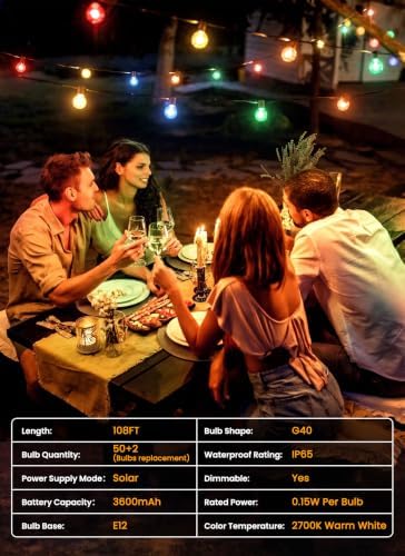 108FT 52LED Solar Christmas Lights Outdoor with Remote & USB Port in Multicolor, alternate view 7