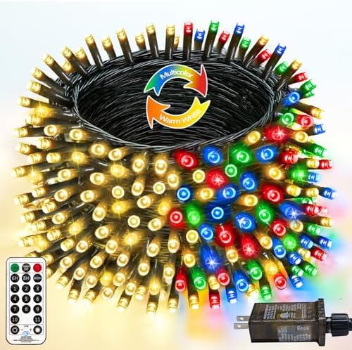 108FT Color Changing Christmas Lights with Remote Timer 300 LED