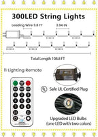 108FT Color Changing Christmas Lights with Remote Timer 300 LED, alternate view 7