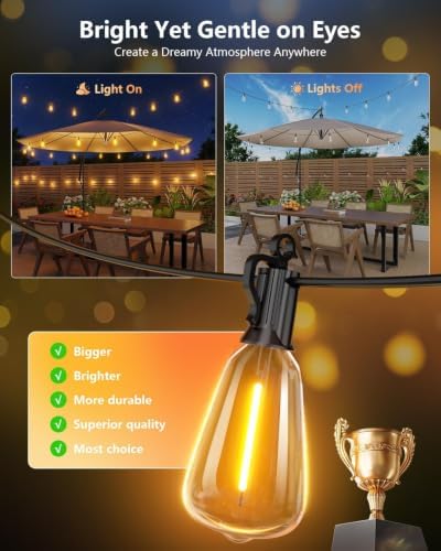 108FT Solar String Lights Outdoor, 50+2 Shatterproof LED Lights, alternate view 4
