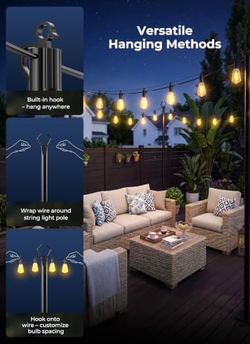 108FT Solar String Lights Outdoor Waterproof, Last 30+Hrs Runtime, alternate view 2