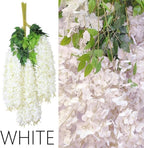 108Pcs Artificial Wisteria Flowers 3.6 Feet/Piece White Dense Artificial Fake Wisteria Vine Ratta Hanging, alternate view 4