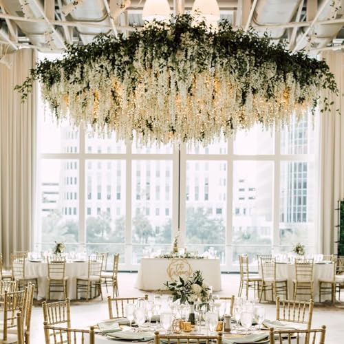 108Pcs Artificial Wisteria Flowers 3.6 Feet/Piece White Dense Artificial Fake Wisteria Vine Ratta Hanging, alternate view 7