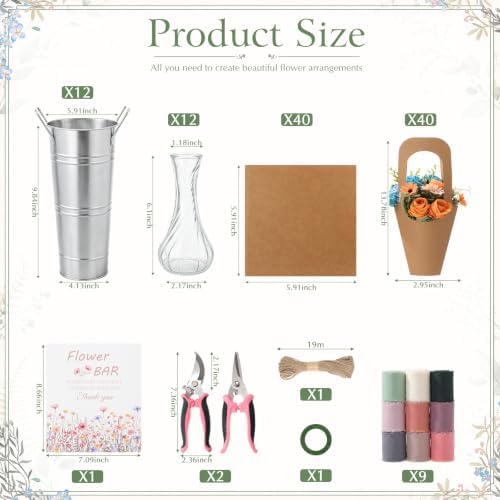 109 Pcs DIY Bloom Bar Flower Supplies Kit Wedding, Glass Vase, alternate view 2