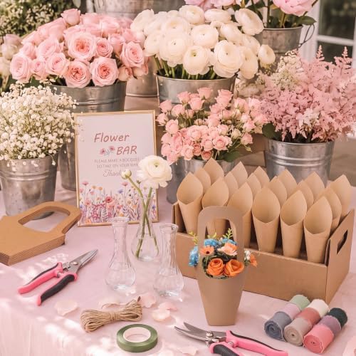 109 Pcs DIY Bloom Bar Flower Supplies Kit Wedding, Glass Vase, alternate view 3