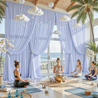 10ft×10ft Wrinkle Free Baby Blue Backdrop Curtain Drapes, 2 Panels 5ftx10ft Sheer Tulle Chiffon Backdrop Panels, alternate