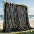 10ft×10ft Wrinkle Free Black Backdrop Curtain Drapes, 2 Panels 5ftx10ft Sheer Tulle Chiffon Backdrop Panels