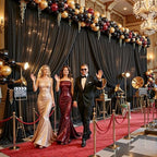 10ft×10ft Wrinkle Free Black Backdrop Curtain Drapes, 2 Panels 5ftx10ft Sheer Tulle Chiffon Backdrop Panels, alternate view 7