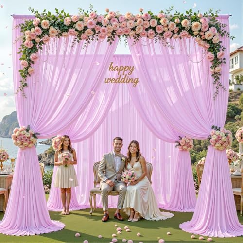 10ft×10ft Wrinkle Free Light Purple Backdrop Curtain Drapes, 2 Panels 5ftx10ft Sheer Tulle Chiffon Backdrop, alternate view 2